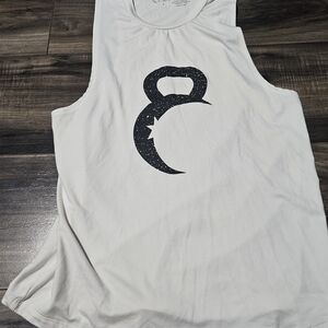 Active USA White Muscle Tee with Black Kettlebell Graphic